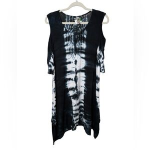 India Boutique Dark Navy Blue & White Tie-Dye Dress